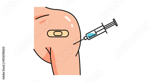 Medical Injection Illustration of Human Arm Receiving Vaccine or Medication