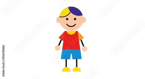 A cartoon boy standing alone with a friendly smile in a simple graphic illustration
