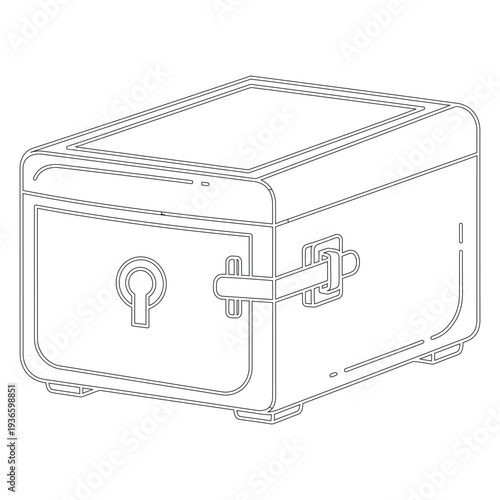 Black line of a safe box with keyhole and latch lock line black lines security box