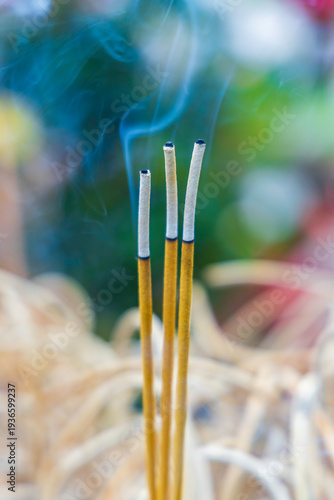 incense sticks in a buddhist temple