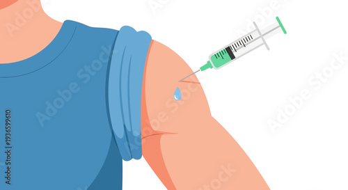 Medical Injection Illustration of Arm Receiving Syringe Close-up