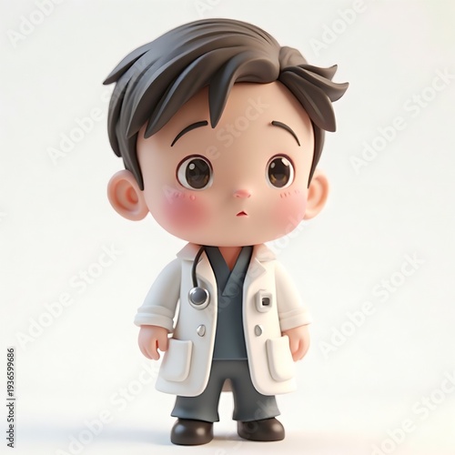 かわいい二頭身の男性医師ちびキャラ