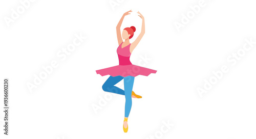 Elegant ballerina dancing en pointe in a beautiful ballet pose, captured from a front viewpoint