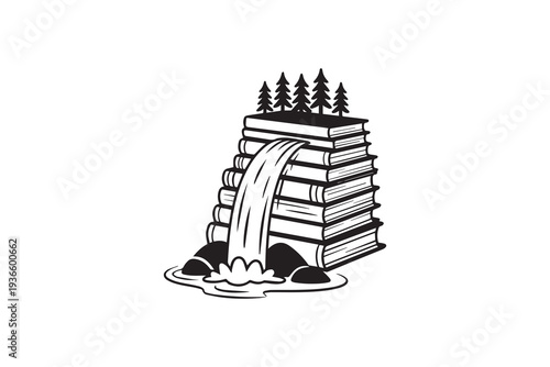 Book Waterfall illustration vector