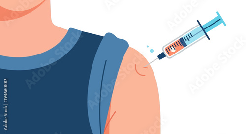 Person Receiving Vaccination Injection from Syringe Close-up Illustration