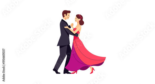 Couple Dancing Tango Together in a Formal Event Illustration