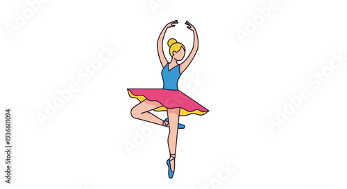 Ballet dancer performing an elegant dance move with precision and poise in a beautiful illustration