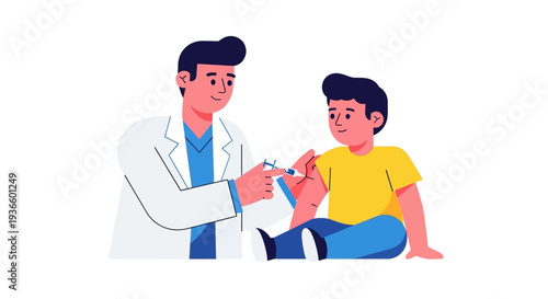 Medical Professional Administering Injection to Young Patient in Clinical Environment