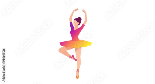 Ballet dancer in mid-performance, captured from a front viewpoint, showcasing elegant movements in a colorful outfit