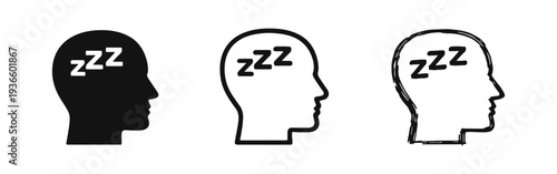 Sleeping and Exhaustion Concept Icon with Zzz Symbol in Human Head. Need for Rest.