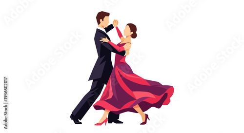 Elegant couple dancing tango together in a romantic ballroom setting