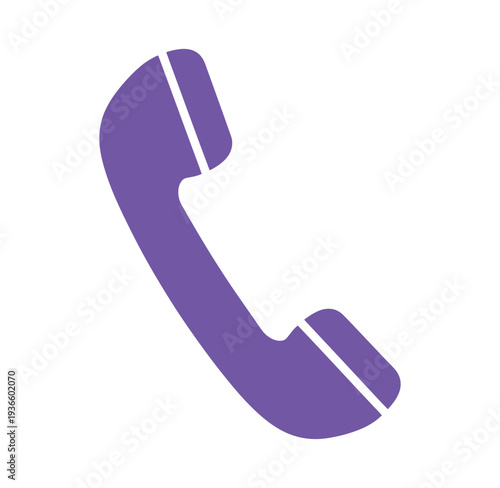Purple telephone receiver icon for communication and contact purposes