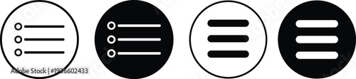 menu icon set. Website navigation symbol. Hamburger web. List menu sign.  App burger icons. three horizontal bars. Squares dots and ellipsis
