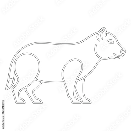 Minimal black and white line of a dog standing sideways line minimal animal