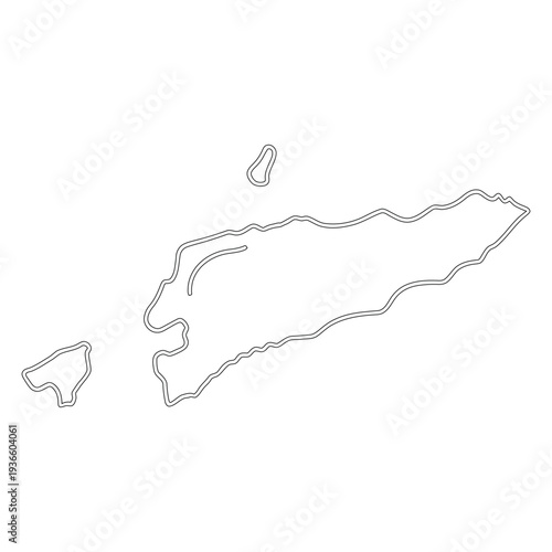 Minimal black line of an island and smaller landmasses simple black lines