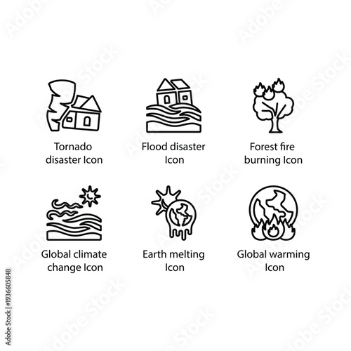 Desertification, carbon pollution, climate change, danger warning, human impact, Factory pollution, icon