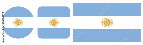 A set of icons depicting the flag of Argentina, vector graphics, on a transparent background.