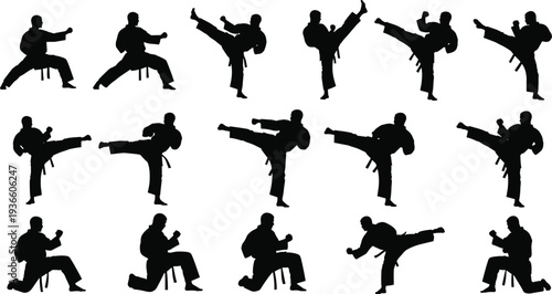 Silhouettes of diverse women standing in various poses, female figures isolated on white background for fashion, lifestyle, and community concepts.