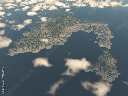 Luftaufnahme einer tropischen Insel mit Palmen