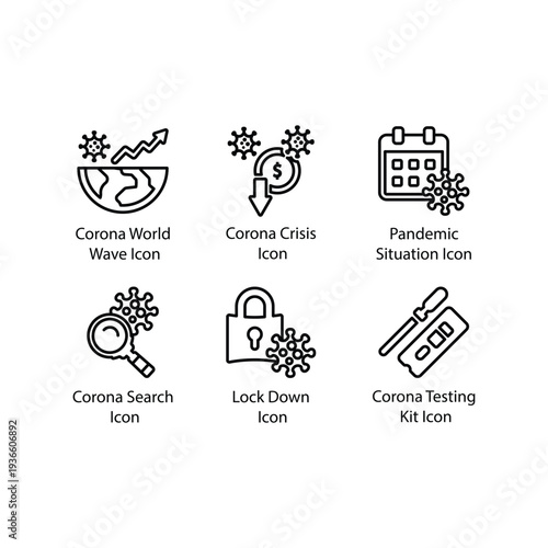 Corona World Wave, Corona Crisis, Pandemic Situation, Corona Search, Lock Down, Corona Testing Kit, icon