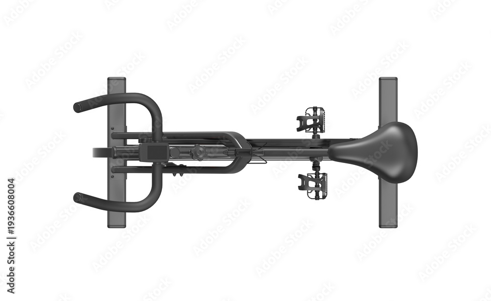 Fototapeta premium Indoor Cycling Spin Bike Black Red Top View 3D Render Isolated on White Background