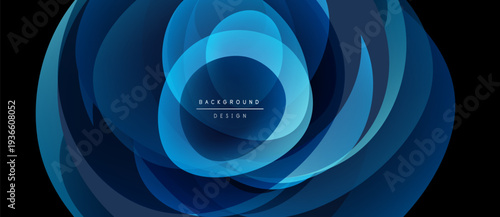 Abstract blue layers create swirling vortex. Modern design features central text background, design. Gradient shades offer depth, visual appeal.