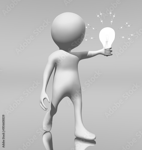 3D Figur mit einer Glühbirne