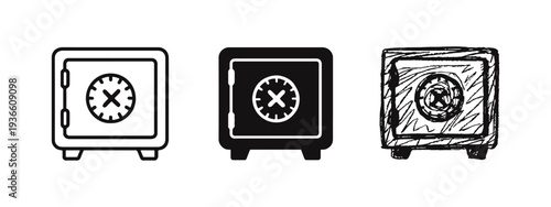 Hand Drawn Safe and Money Security Icon Set