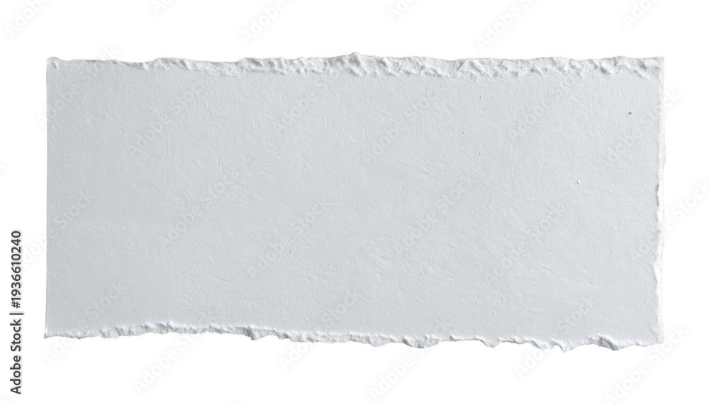Obraz premium White torn paper rectangle with rough edges isolated on a transparent background