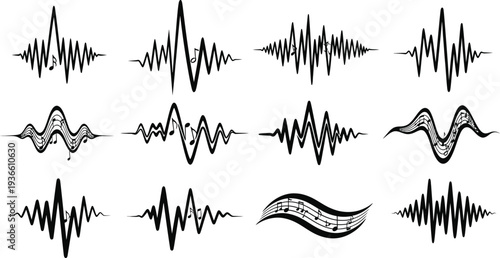 Collection of various audio waveform patterns