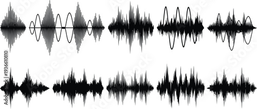 Visual representation of sound waves on a white background