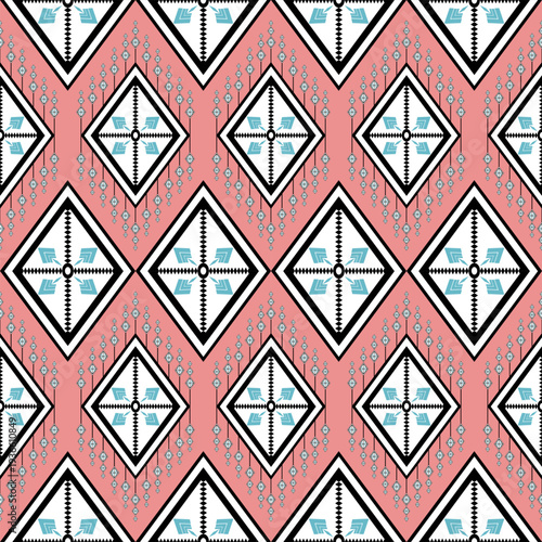 Wallpaper Mural Modern Geometric Diamond Seamless Pattern in Pastel Pink and Teal for Textile Design Torontodigital.ca