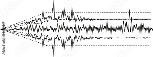 Seismic data visualization chart with irregular wave patterns