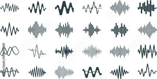 Collection of various audio waveform patterns and signals