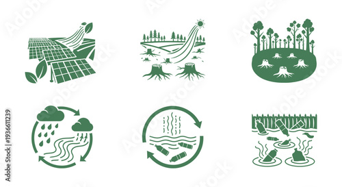 Collection of diverse eco-friendly and conservation-themed logos and symbols