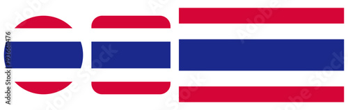 A set of icons depicting the Thai flag, vector graphics, on a transparent background.