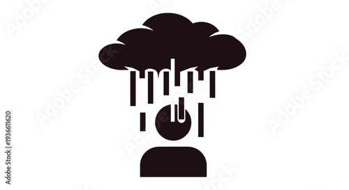 Human Silhouette with Rain Cloud and Bars Symbol