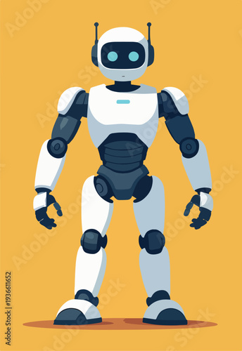 robot umanoide uomo donna che saluta stop alt vettoriale