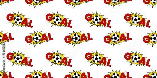 Soccer football ball with goal seamless pattern for american texture boy. Sport vector design with doodle print gingham for border cute hexagon. Bg world cup soccer with background goal net