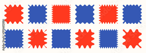 Wavy organic rectangle set with fluid curves, zigzag borders, and uneven blob shapes. Ideal for speech bubbles, banners, and child-friendly design elements