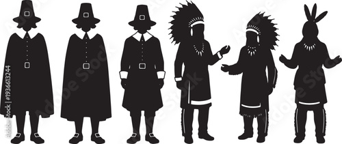 Black Solid Historical Teeth Necklace Set of Six on White Background