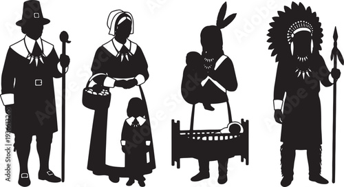 Black Solid Historical Teeth Necklace Set of Six on White Background