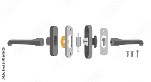 Disassembled Door Handle Parts.