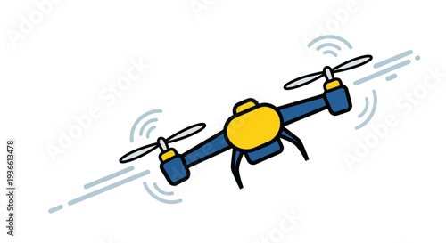 Drone Flying with Propellers.