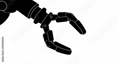 Robotic arm with open gripper against a white background, symbolizing automation and precision.