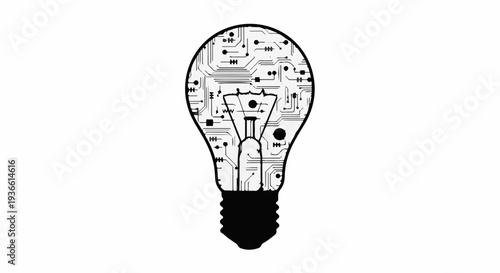 Innovative light bulb with circuit board design symbolizing new ideas and technology