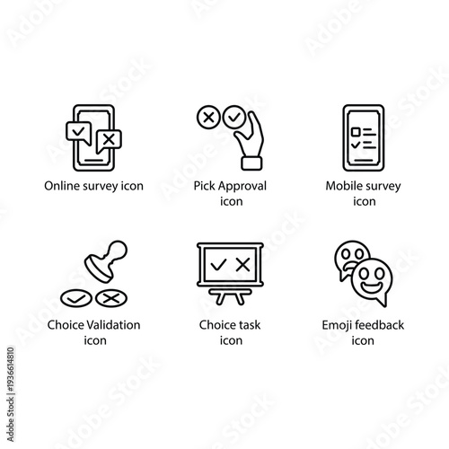 Online survey, Pick Approval, Mobile survey, Choice Validation, Making choice, Emoji feedback, icon