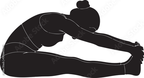 Woman in Seated Forward Bend Yoga Pose Silhouette Vector