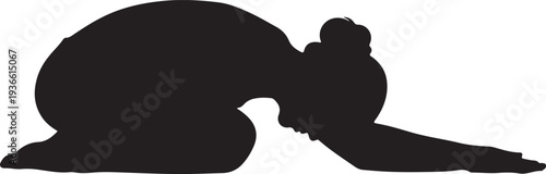 Black Silhouette of a Person Prostrating in Prayer Vector
