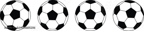 Soccer ball silhouettes set with classic football design isolated sport equipment icon collection for game training and competition